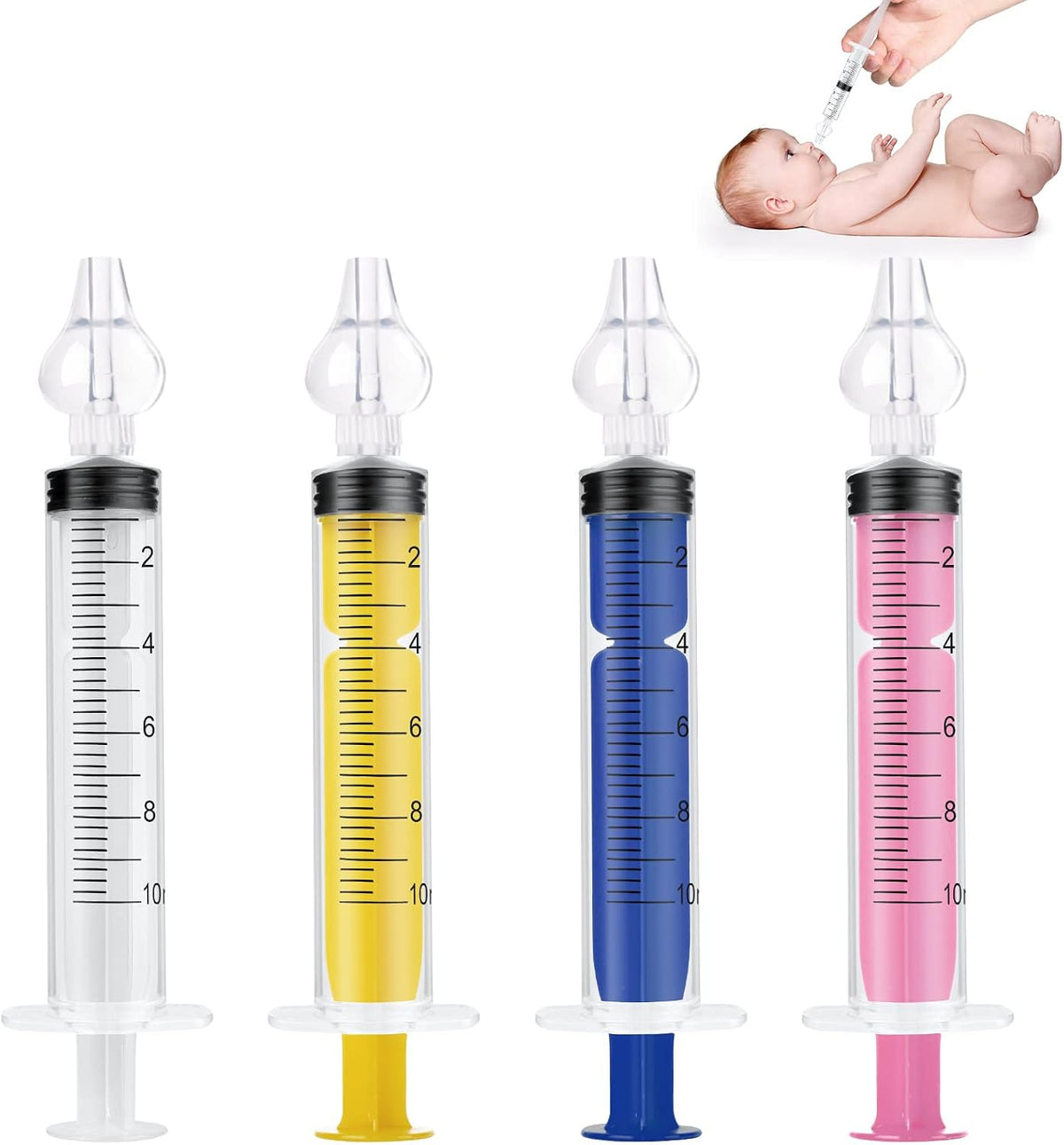 Nasal Aspirator, 4Pcs Baby Nasal Aspirator, Nose Cleaner Nasal Irrigator for Newborns Toddlers, Safe Nose Cleaner with Cleanable & Reusable Silicone Nasal Suction Tip