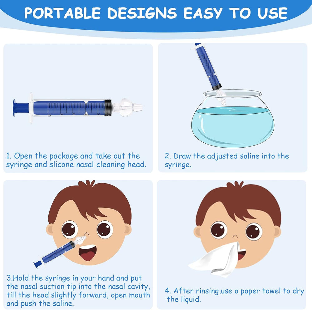 Nasal Aspirator, 4Pcs Baby Nasal Aspirator, Nose Cleaner Nasal Irrigator for Newborns Toddlers, Safe Nose Cleaner with Cleanable & Reusable Silicone Nasal Suction Tip