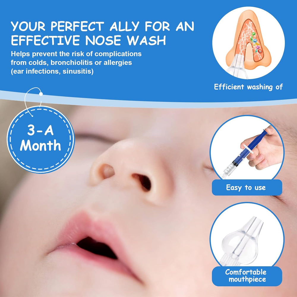 Nasal Aspirator, 4Pcs Baby Nasal Aspirator, Nose Cleaner Nasal Irrigator for Newborns Toddlers, Safe Nose Cleaner with Cleanable & Reusable Silicone Nasal Suction Tip